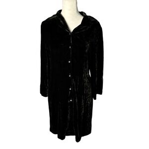 J Jill Mixed Media Velvety and Lace Button Down Tunic Size Small